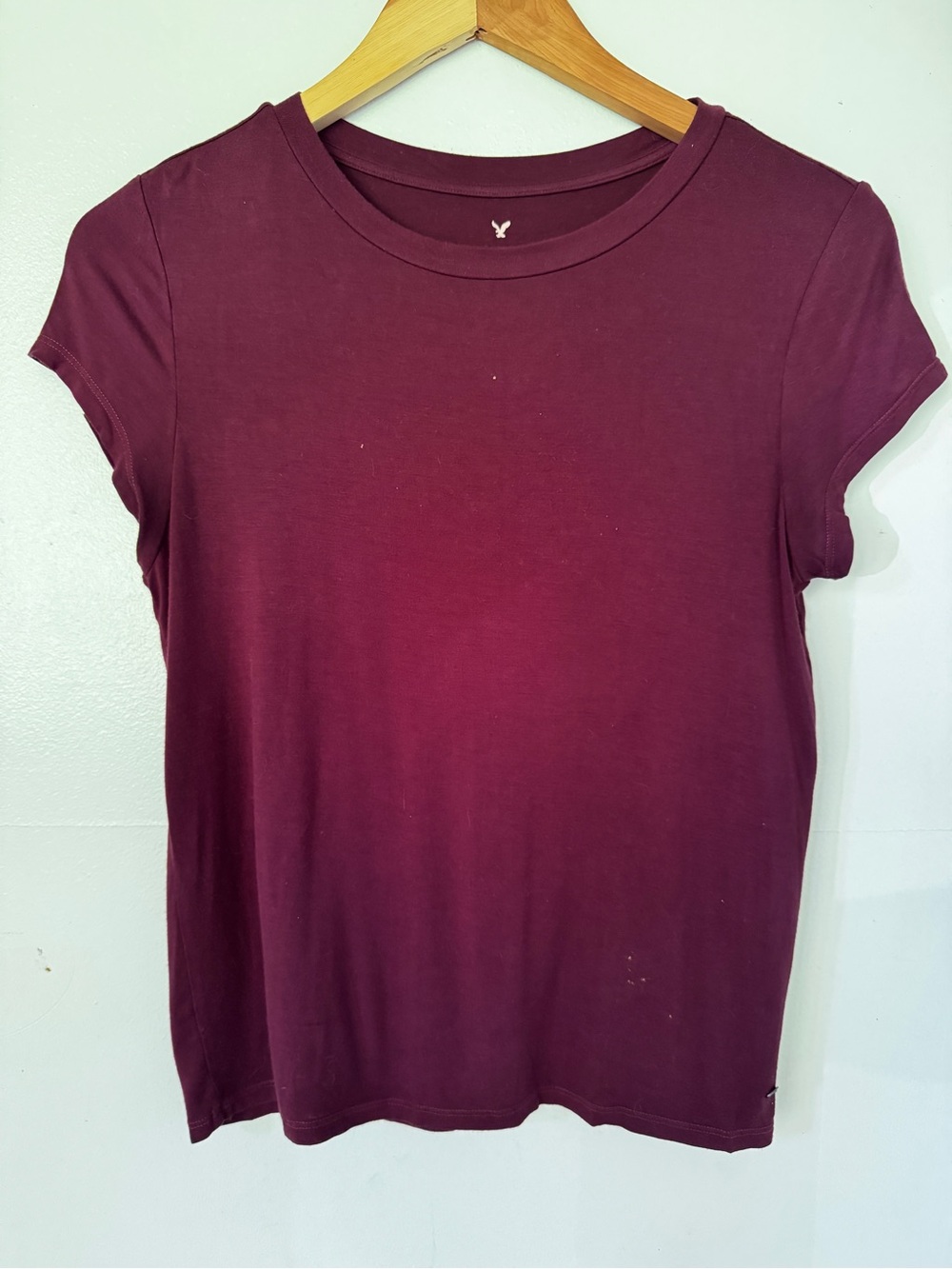AEO Burgundy Short Sleeve Soft & Sexy Flowy T-Shirt